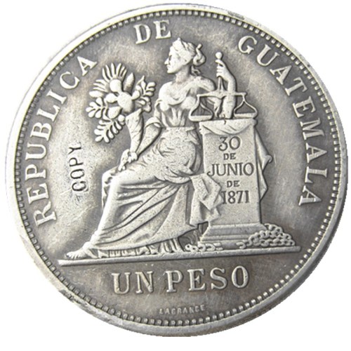 GUATEMALA 1894 1 PESO Silver Plated Copy Coin