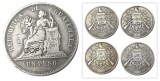 GUATEMALA A set of(1894-1897) 4pcs 1 PESO Silver Plated Copy Coin