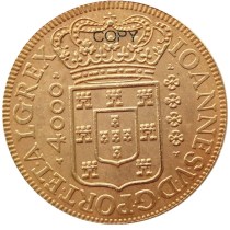 Brazil 1713 4000 Ries Gold Plated Copy Coins