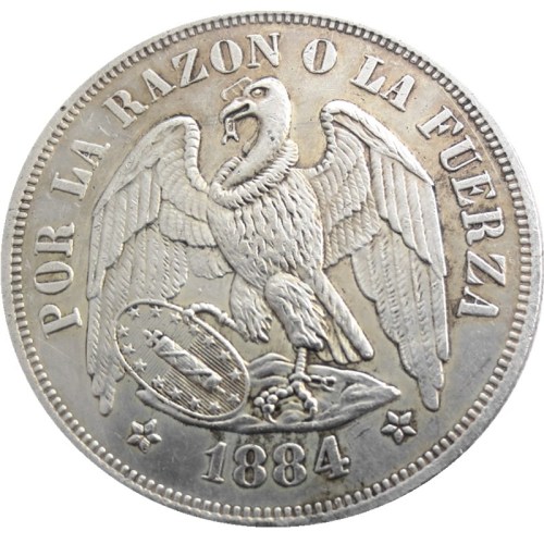 Chile 1884 1PESO Silver Plated Copy Coins