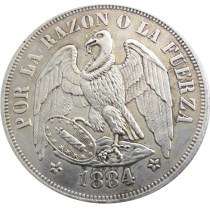 Chile 1884 1PESO Silver Plated Copy Coins Chile 1884 1PESO Silver Plated Copy Coins