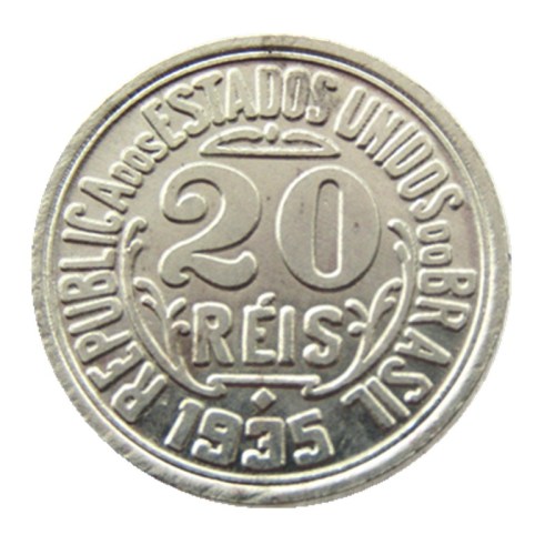 Brazil 1935 20 Ries Nickel Plated Copy Coins