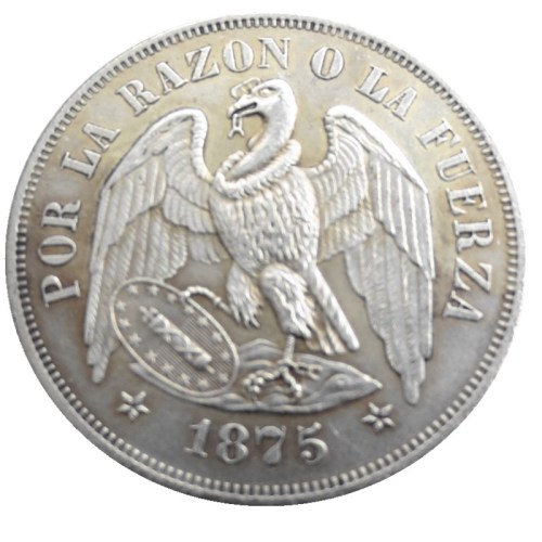 Chile 1875 1PESO Silver Plated Copy Coins