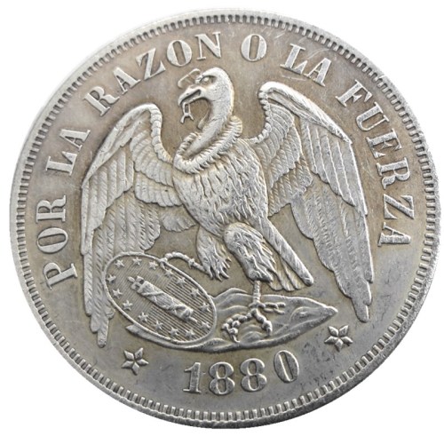 Chile 1880 1PESO Silver Plated Copy Coins