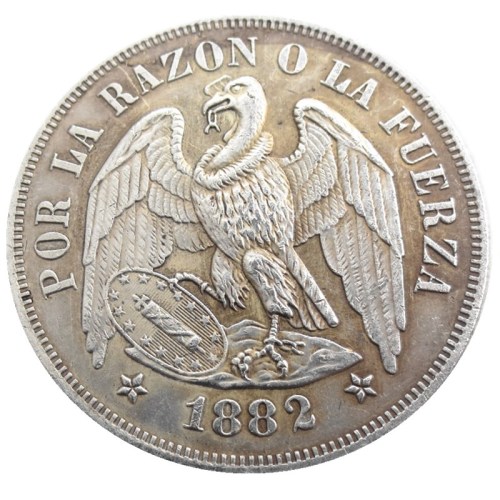 Chile 1882 1PESO Silver Plated Copy Coins