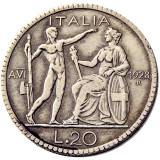 Italy 20 Lire 1928 Silver Plated Copy Coins