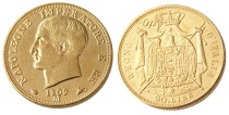 ITALIAN STATES, KINGDOM OF NAPOLEON, Napoleon I, 20 Lire, 1809M Gold Plated Copy Coin ITALIAN STATES, KINGDOM OF NAPOLEON, Napoleon I, 20 Lire, 1809M Gold Plated Copy Coin