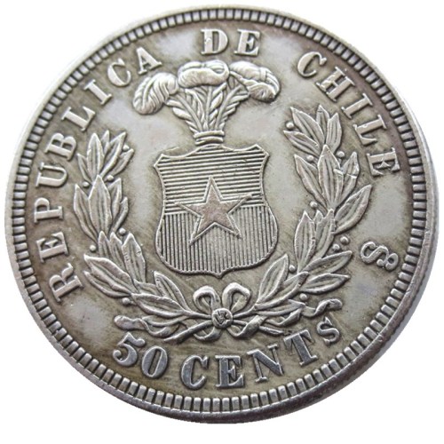 Chile 1868 0.5PESO Silver Plated Copy Coins