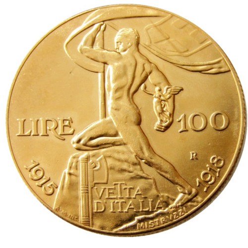 1925 Italy 100 Lire - Vittorio Emanuele III Anniversary of Reign Gold Plated Copy Coins