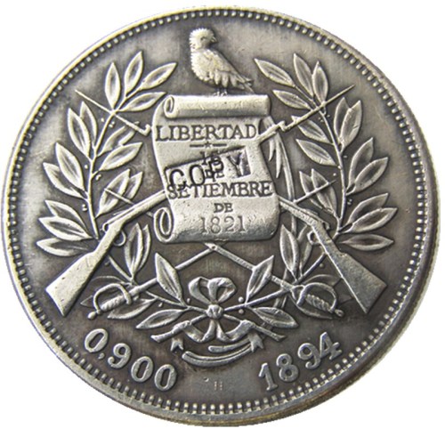 Guatemala 1894 4 Reales Silver Plated Copy Coin