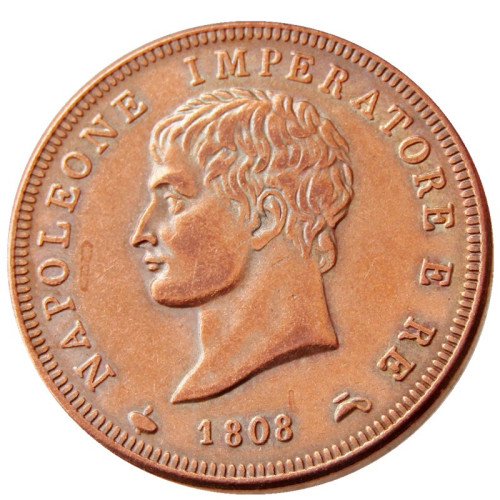 ITALIAN ST 1808 Kingdom Of Napoleon I 1 SOLDO Made in Copper Copy Coins