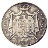 ITALIAN STATES, KINGDOM OF NAPOLEON, Napoleon I, 5 Lire, 1813M Silver Plated Copy Coin