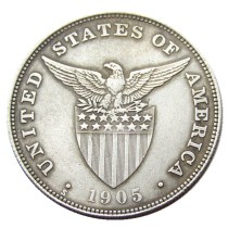 PHILIPPINES 1 Peso 1905S Crown Silver Plated copy coins PHILIPPINES 1 Peso 1905S Crown Silver Plated copy coins
