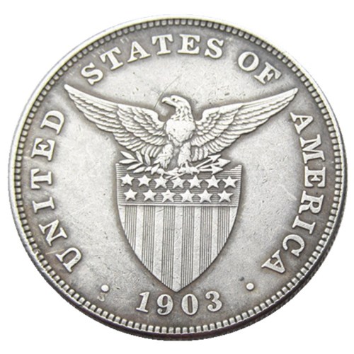PHILIPPINES 1 Peso 1903S Crown Silver Plated copy coins