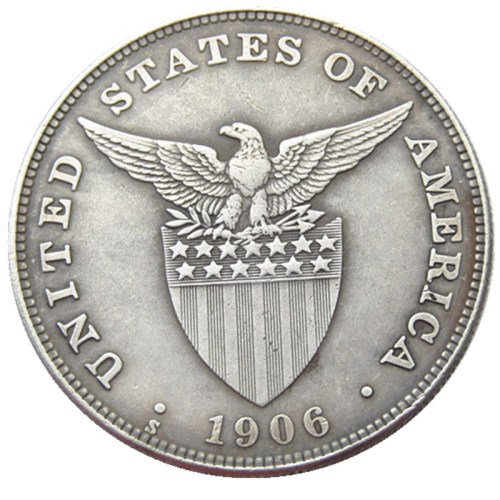 PHILIPPINES 1 Peso 1906S Crown Silver Plated copy coins