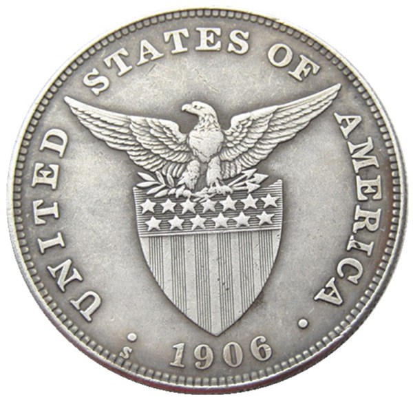 PHILIPPINES 1 Peso 1906S Crown Silver Plated copy coins