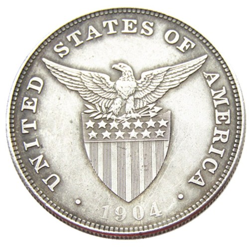 PHILIPPINES 1 Peso 1904 Crown Silver Plated copy coins