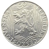 (CR04)Czechoslovakia 50 Korun 1949 Brilliant Uncirculated Silver/Nickel Plated Coin