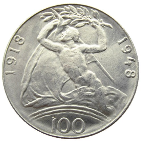 (CR02)Czechoslovakia 100 Korun 1948 Choice Uncirculated Silver/Nickel Plated Coin