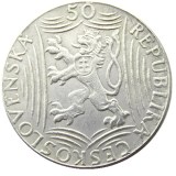 (CR04)Czechoslovakia 50 Korun 1949 Brilliant Uncirculated Silver/Nickel Plated Coin