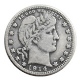 90% Silver US 1914S Barber quarter Quarter Dollar Copy Coin