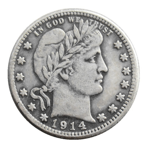 90% Silver US 1914S Barber quarter Quarter Dollar Copy Coin
