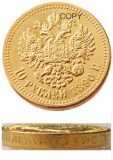 Russian 10 ROUBLES 1890 Real Gold Plated Copy Coins