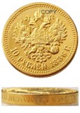Russian 10 ROUBLES 1886 Real Gold Plated Copy Coins