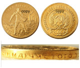 Russian 1 Chervonetz 1980 CCCP USSR Lettered Edge 10 Roubles Gold Plated Copy Coins
