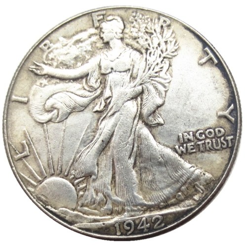 90% Silver US 1942s Walking Liberty Half Dollar Copy Coin