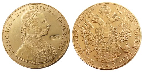 Austria 1904 Habsburg 4 Ducats - Franz Joseph I Diameter 40MM.22g Real Gold-Plated Coins COPY