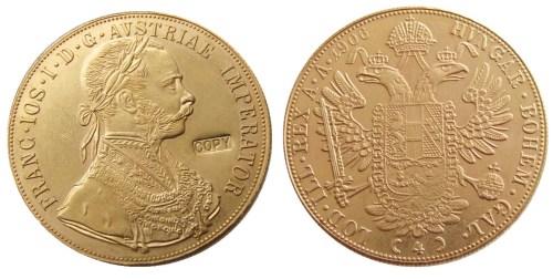 Austria 1906 Habsburg 4 Ducats - Franz Joseph I Diameter 40MM.22g Real Gold-Plated Coins COPY