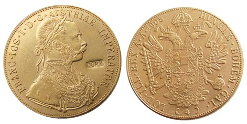 Austria 1905 Habsburg 4 Ducats - Franz Joseph I Diameter 40MM.22g Real Gold-Plated Coins COPY