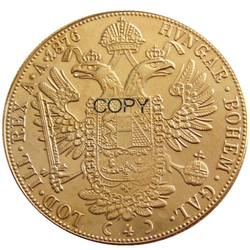 Austria 1876 Habsburg 4 Ducats - Franz Joseph I Diameter 40MM.22g Real Gold-Plated Coins COPY