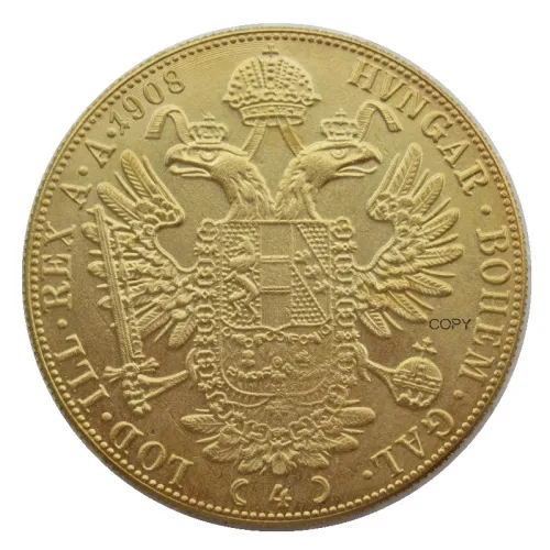 Austria 1908 Habsburg 4 Ducats - Franz Joseph I Diameter 40MM.22g Real Gold-Plated Coins COPY