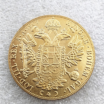 Austria 1907 Habsburg 4 Ducats - Franz Joseph I Diameter 40MM.22g Real Gold-Plated Coins COPY