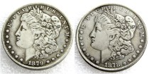 US 1878/1879 Morgan Dollar Two Faces Silver Plated Copy Coin US 1878/1879 Morgan Dollar Two Faces Silver Plated Copy Coin