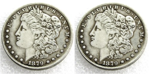 US 1879/1879 Morgan Dollar Two Faces Silver Plated Copy Coin