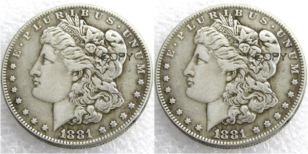 US 1881/1881 Morgan Dollar Two Faces Silver Plated Copy Coin