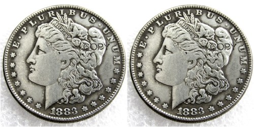 US 1883/1883 Morgan Dollar Two Faces Silver Plated Copy Coin