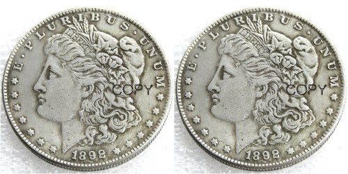 US 1892/1892 Morgan Dollar Two Faces Silver Plated Copy Coin