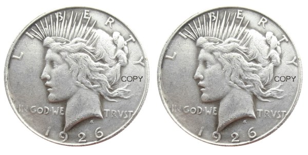 US 1926/1926 Peace Dollar Two Faces Silver Plated Copy Coin