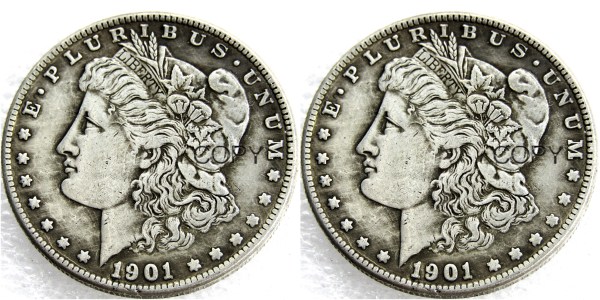 US 1901/1901 Morgan Dollar Two Faces Silver Plated Copy Coin