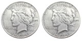 US 1934/1934 Peace Dollar Two Faces Silver Plated Copy Coin