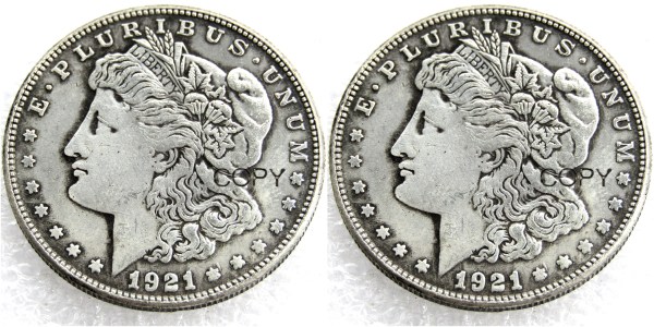 US 1921/1921 Morgan Dollar Two Faces Silver Plated Copy Coin