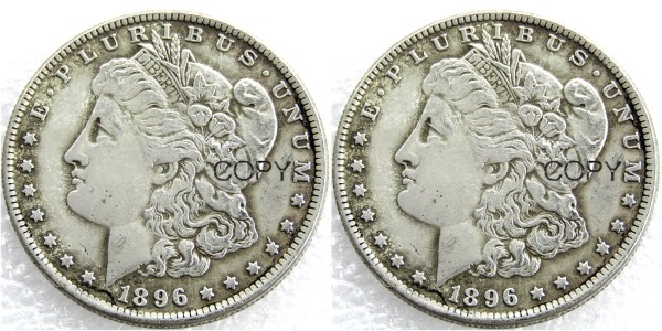 US 1896/1896 Morgan Dollar Two Faces Silver Plated Copy Coin