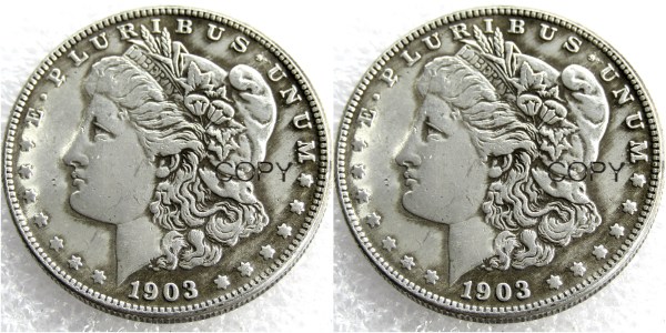 US 1903/1903 Morgan Dollar Two Faces Silver Plated Copy Coin