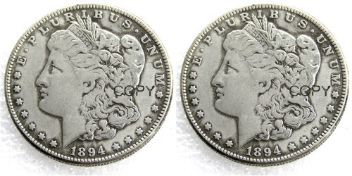 US 1894/1894 Morgan Dollar Two Faces Silver Plated Copy Coin