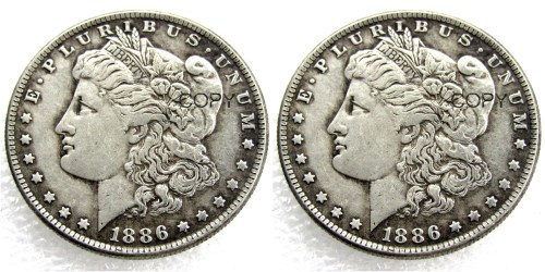 US 1886/1886 Morgan Dollar Two Faces Silver Plated Copy Coin