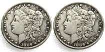 US 1886/1886 Morgan Dollar Two Faces Silver Plated Copy Coin US 1886/1886 Morgan Dollar Two Faces Silver Plated Copy Coin